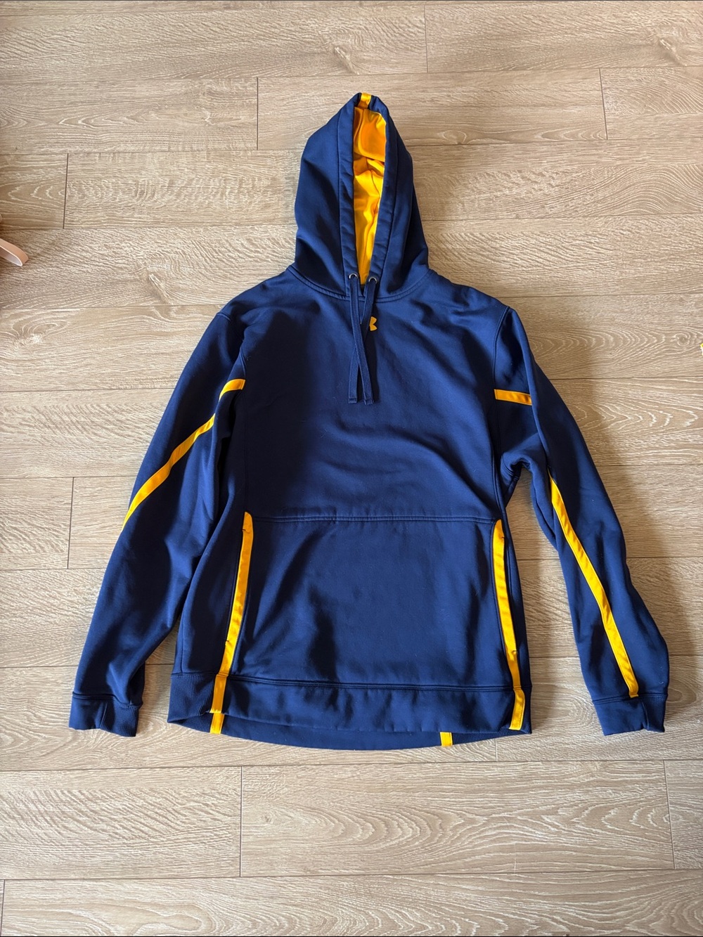 Under Armour Navy Blue and Yellow Hooded Sweatshirt